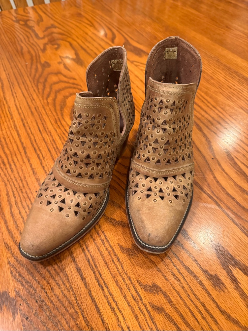 Roper Brown Perforated Cutout Ankle Booties